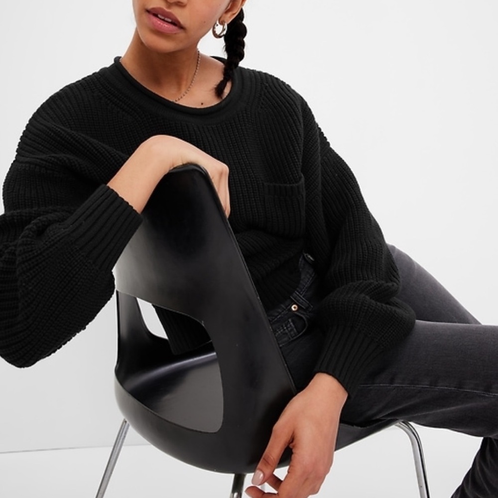 GAP Black Shaker-Stitch Rollneck Sweater